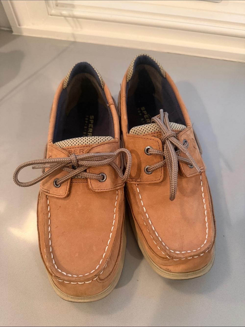 Sperry Kids Tan Nubuck 2-Eye Boat Shoes Size 5